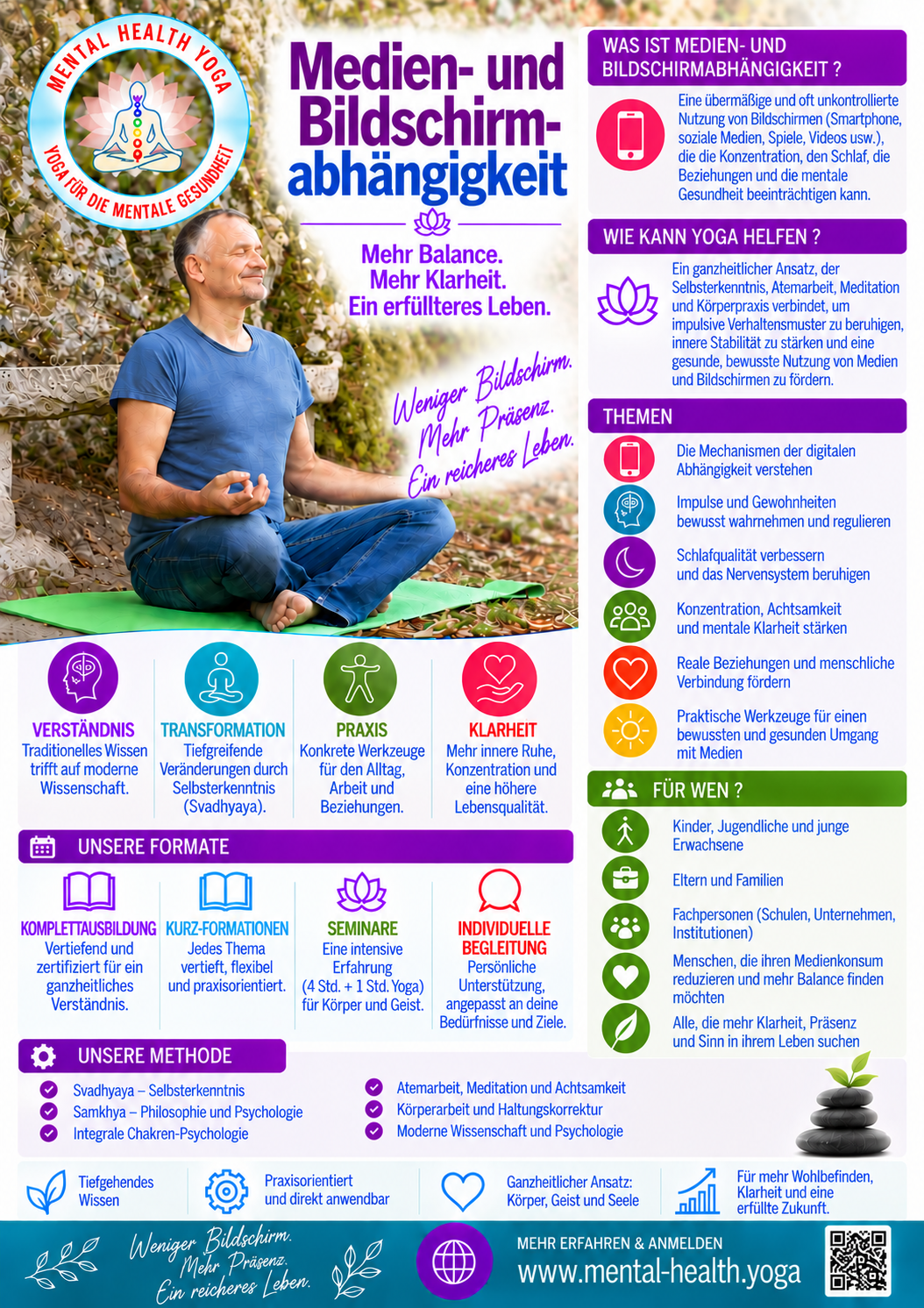 Flyer Medien- und Bildschirmabhängigkeit - Yoga für die mentale Gesundheit
